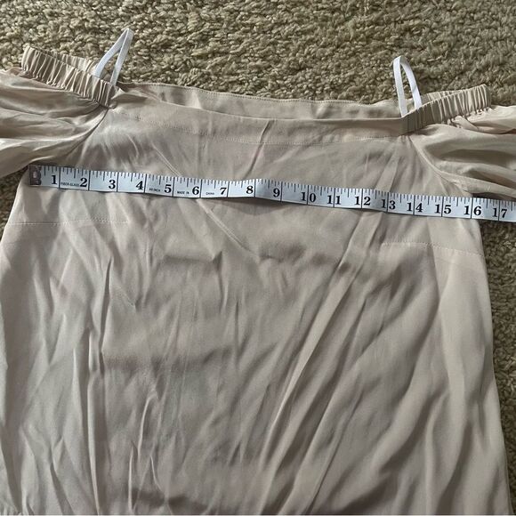 Lilly Pulitzer Silk Cream Blouse with Pink Scalloped Edges (Off the Shoulder) - Picture 7 of 8